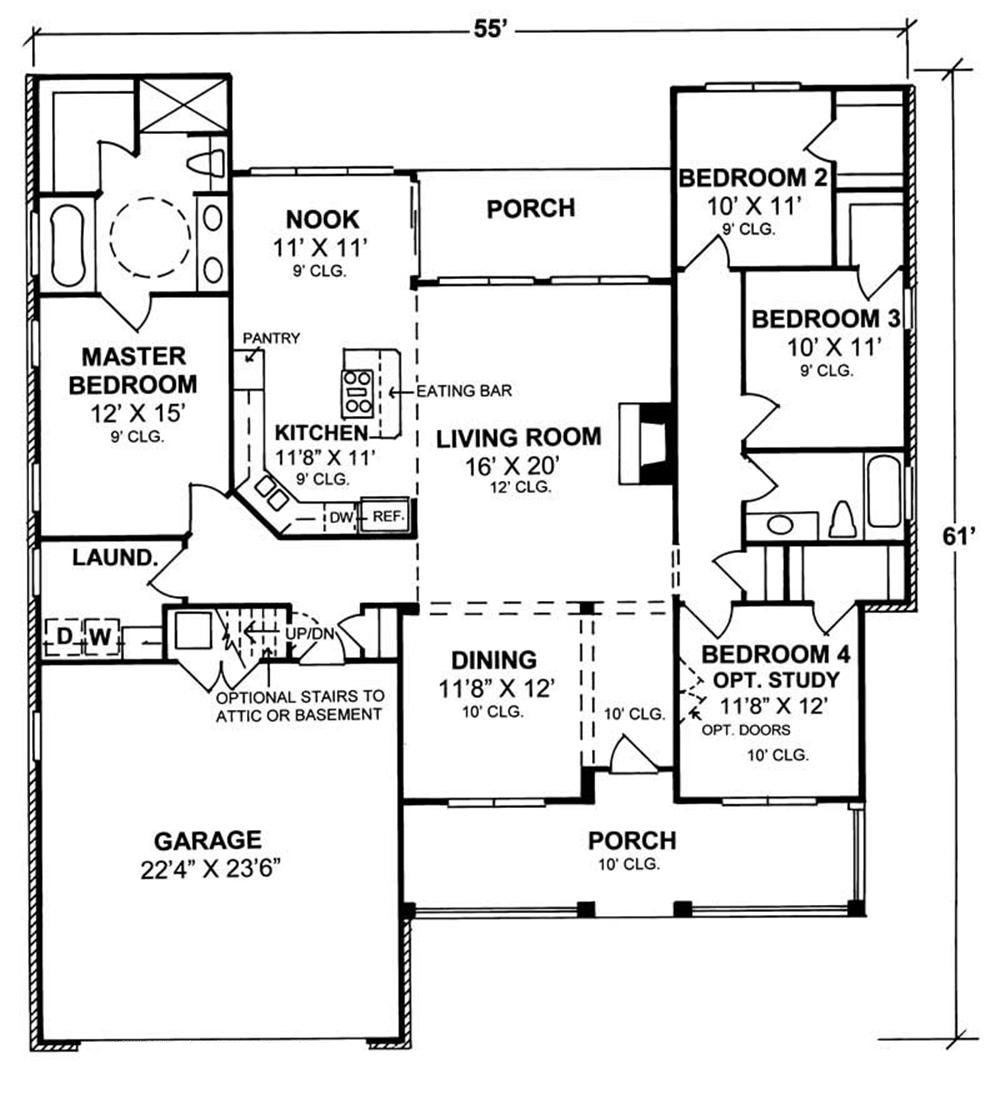 Floor Plan First Story of Country Plan #178-1048